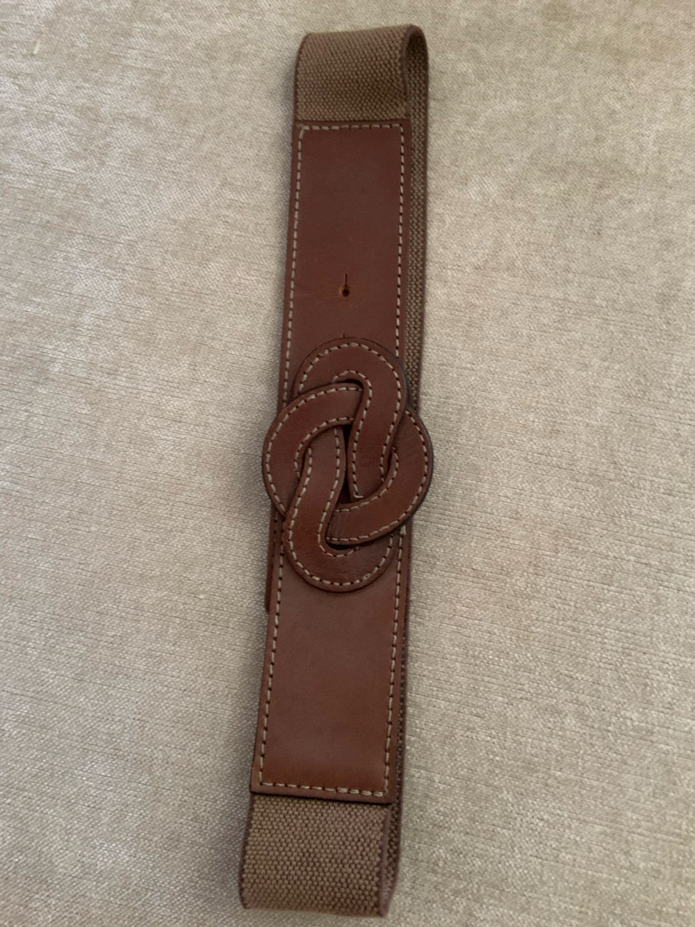 Banana Republic Brown Leather Knot-Detail Elastic Belt